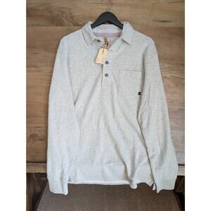 Relwen Frenchloop Polo Shirt Mens XL Gray French Terry Stretch Long Sleeve NWT
